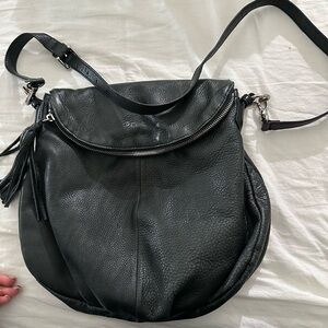 Margot black leather crossbody bag